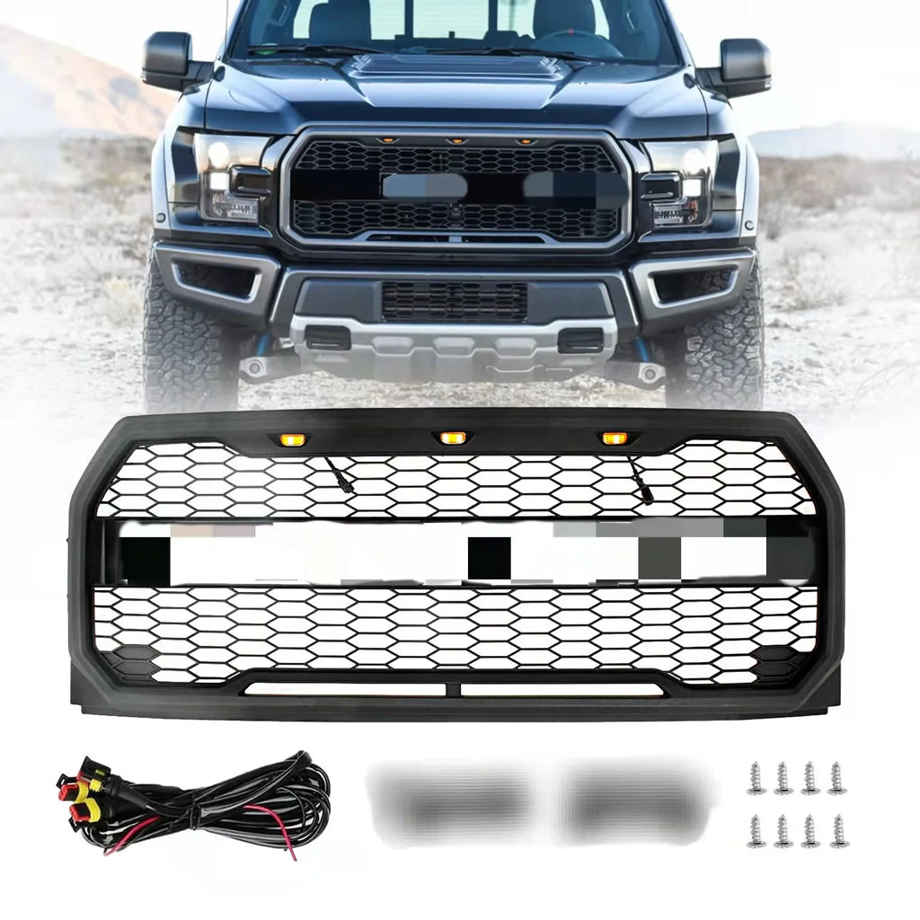 Raptor Style Front Bumper Grill Hood Grille for Ford  -150 2009-2014 Black
