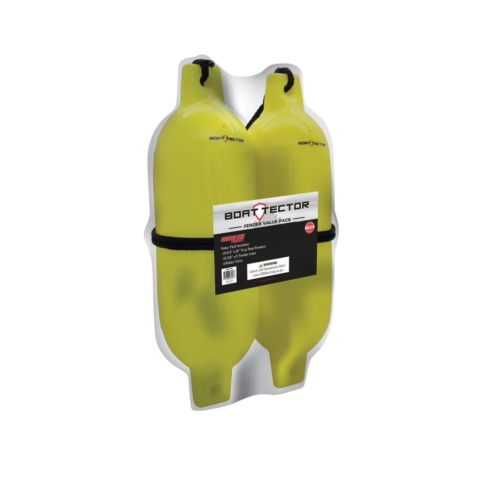 Extreme Max 3006.7599 BoatTector Inflatable Fender Value 2-Pack - 6.5" x 22", Neon Yellow