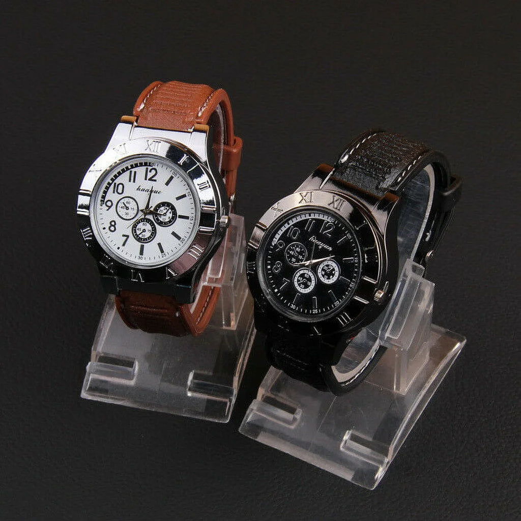 Men's Lighter Watch Flameless Outdoor Windproof  Watch  Rechargeable Rubber Strap Gift