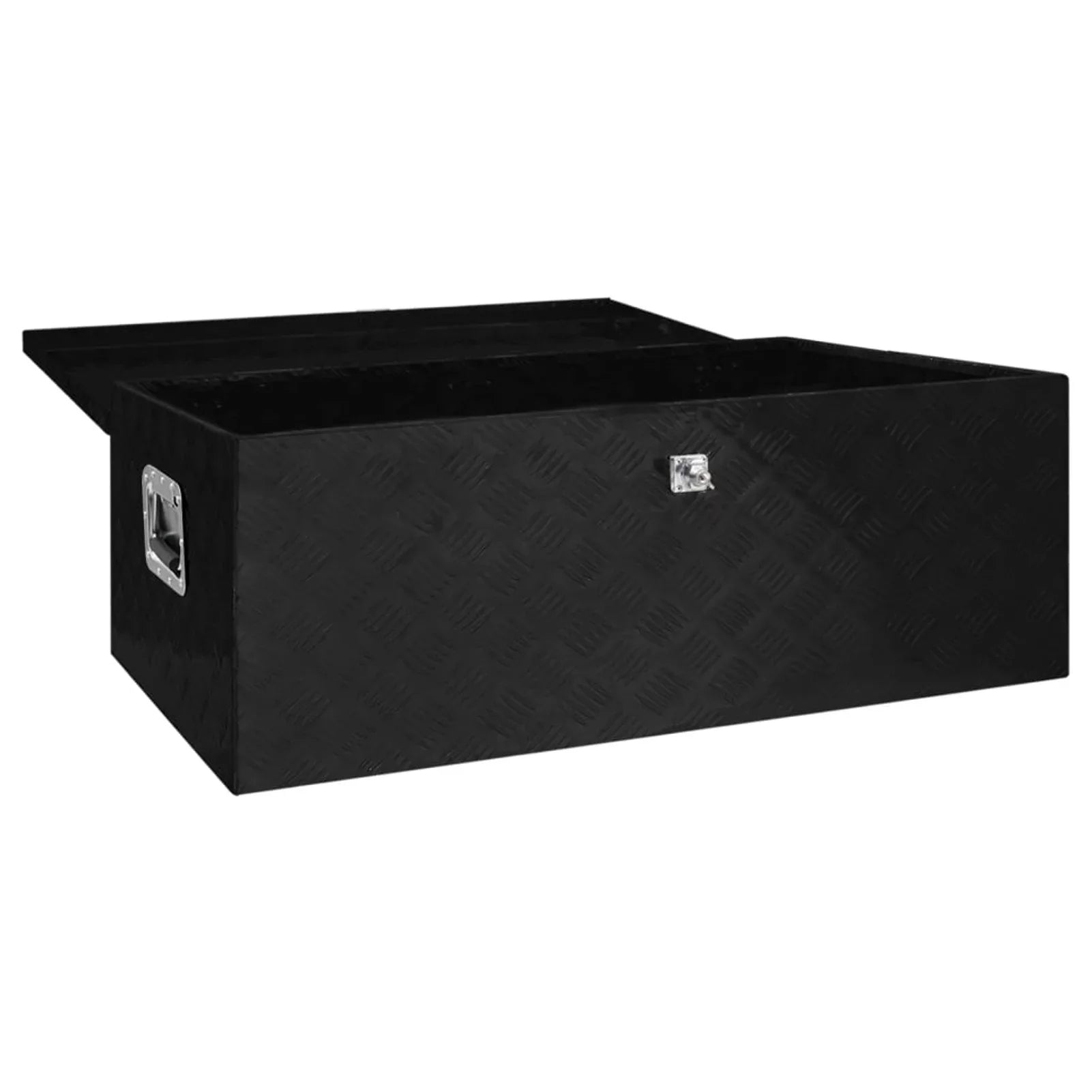 Anself Aluminum Tool Box Truck Toolbox Lockable Underbody Organizer Storage Case Trailer Box Black for Vehicle, Garage, Camping Trip 39.4 x 21.7 x 14.6 Inches ( x  x )