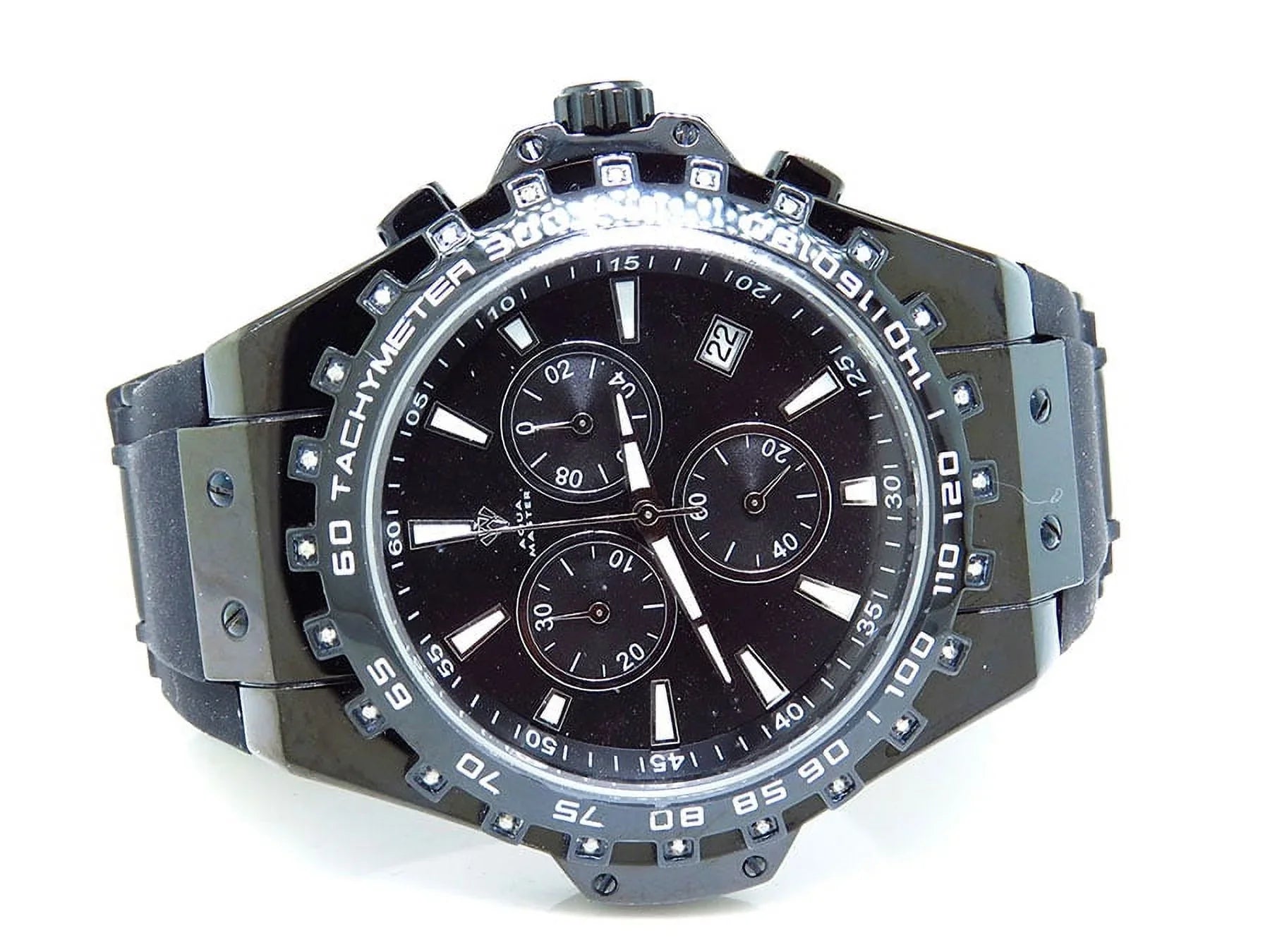 Mens Black Joe Rodeo Jojo 48mm Rubber Band Signature Watch 0.26ct