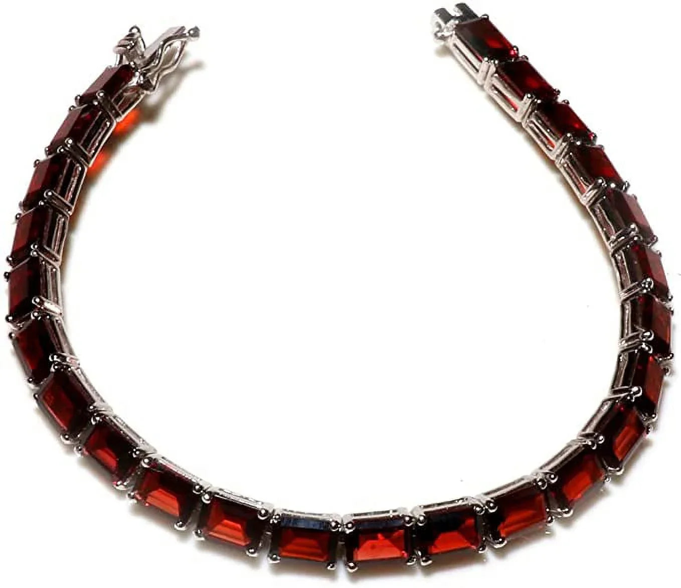 Genuine Mozambique Garnet Gemstone 925 Sterling Silver Tennis Bracelets For Women, Fashion Designer Bracelet Jewelry, 7.5"