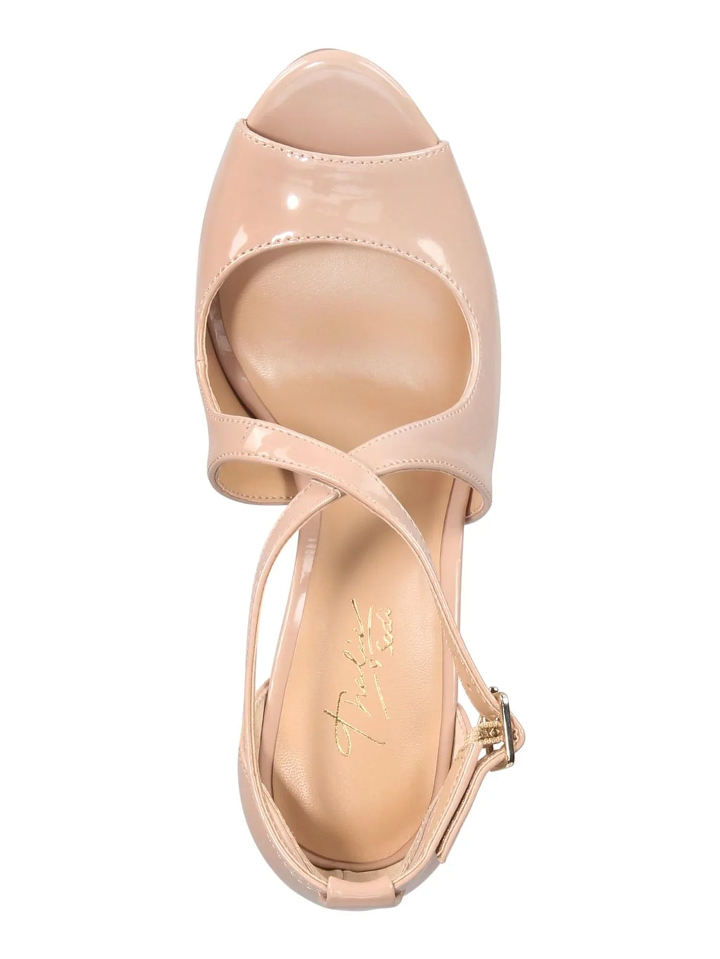Womens Beige 1" Platform Crisscross Straps Buckle Charm Padded Adjustable Charly Round Toe Stiletto Buckle Pumps Shoes 8