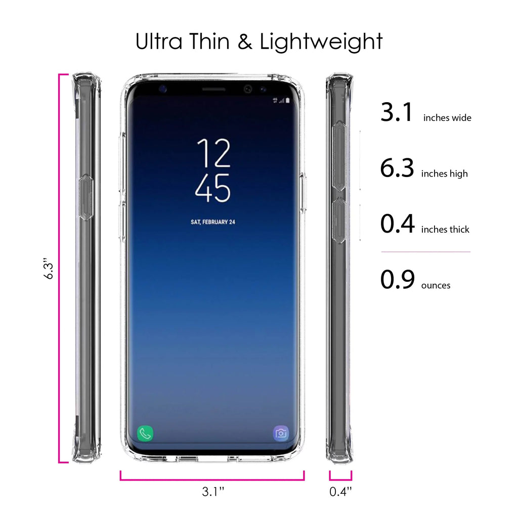 DistinctInk Clear Shockproof Hybrid Case for Samsung Galaxy +  (6.2" Screen) -  Bumper, Acrylic Back, Tempered Glass Screen Protector - 2 Corinthians 5:7 - Walk By Faith When  Cannot See