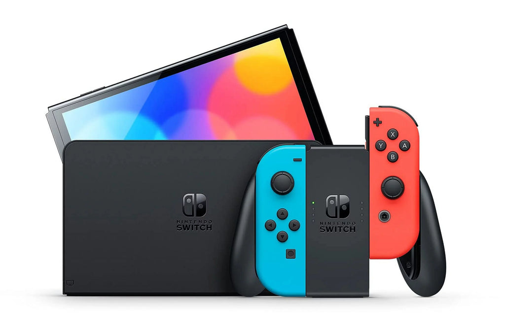Nintendo Switch  Console Neon Red & Blue with Minecraft Dungeons Hero Edition and Screen Cleaning Cloth
