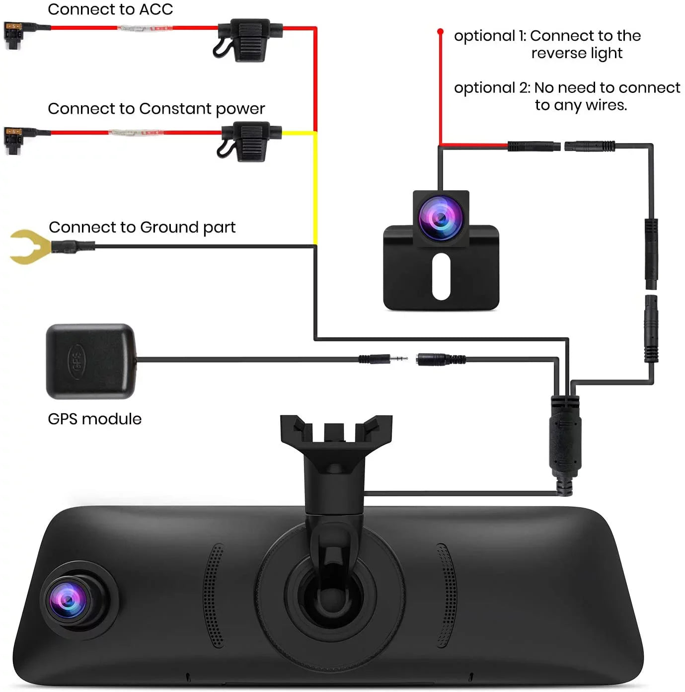 Auto-Vox 9.35inch Smart Mirror Dual Dash Cam Rear View Reverse Backup Camera Full  Touch Screen Driving Recorder