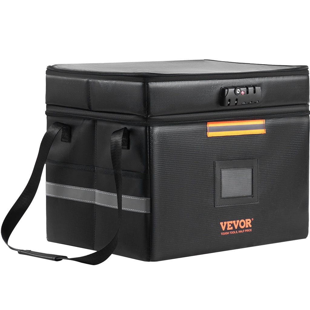 Fireproof Document Box with Lock File Document Organizer 2000℉ Fireproof & Waterproof Document Bag 2 Layer Portable File Box with Handle