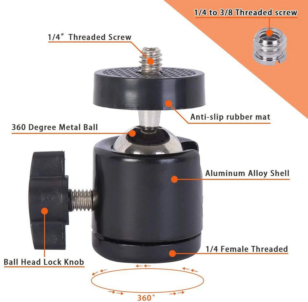 6" Car Camera Mounting Kit Pump Vacuum Suction Cup Mount, Professional Camcorder Vehicle Holder w/ 360° Panorama