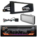 '- Single  / Radio Stereo    Player Bluetooth Car Audio Receiver with Amazon Alexa Built-In Bundle with Harley 98-2013 Radio Install Kit, Weathershield Radio Cover