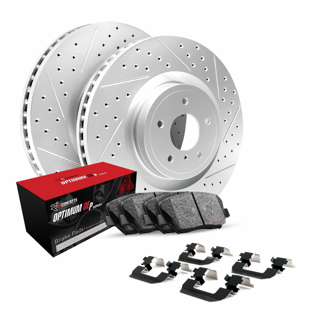 Concepts Front Brakes and Rotors Kit |Front Brake Pads| Brake Rotors and Pads| Optimum OEp Brake Pads and Rotors |Hardware Kit -80044