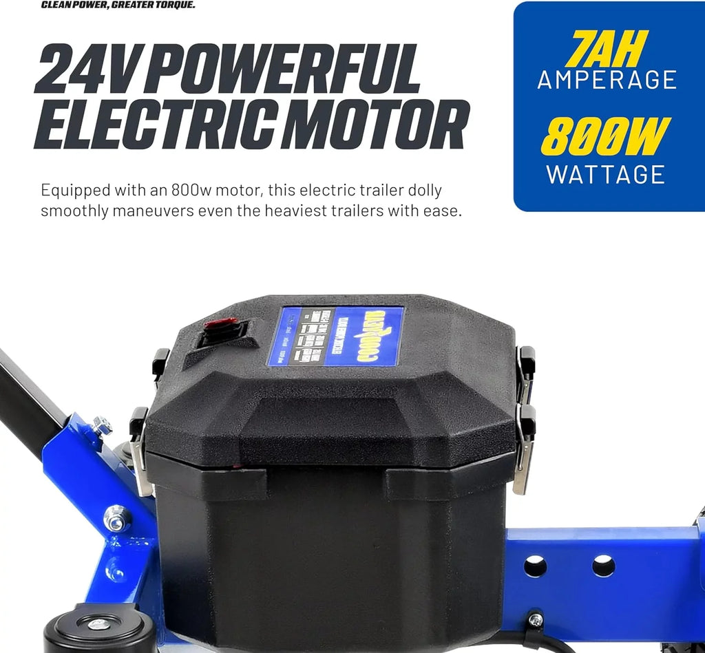 Goodyear Advanced Electric Trailer Dolly – 3600LBS Max Trailer Weight, 600LB Tongue Weight,  24V 800W 7Ah, Quiet Operation, /Boat/Utility/Jet Ski Mover with Commercial 2" Ball Hitch Mount