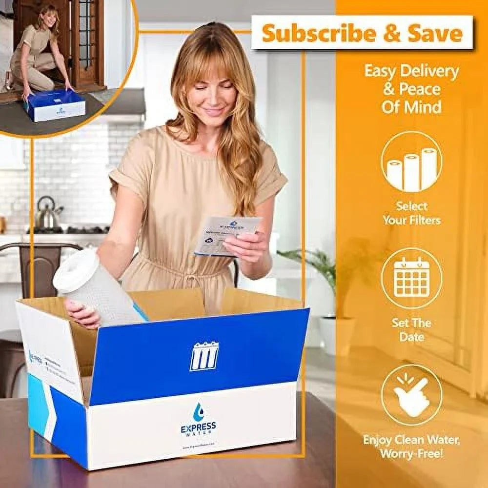 2 pack water filter activated carbon block replacement filter  acb large capacity water filter  whole house filtration  5 micron water filter  4.5” x 20” inch