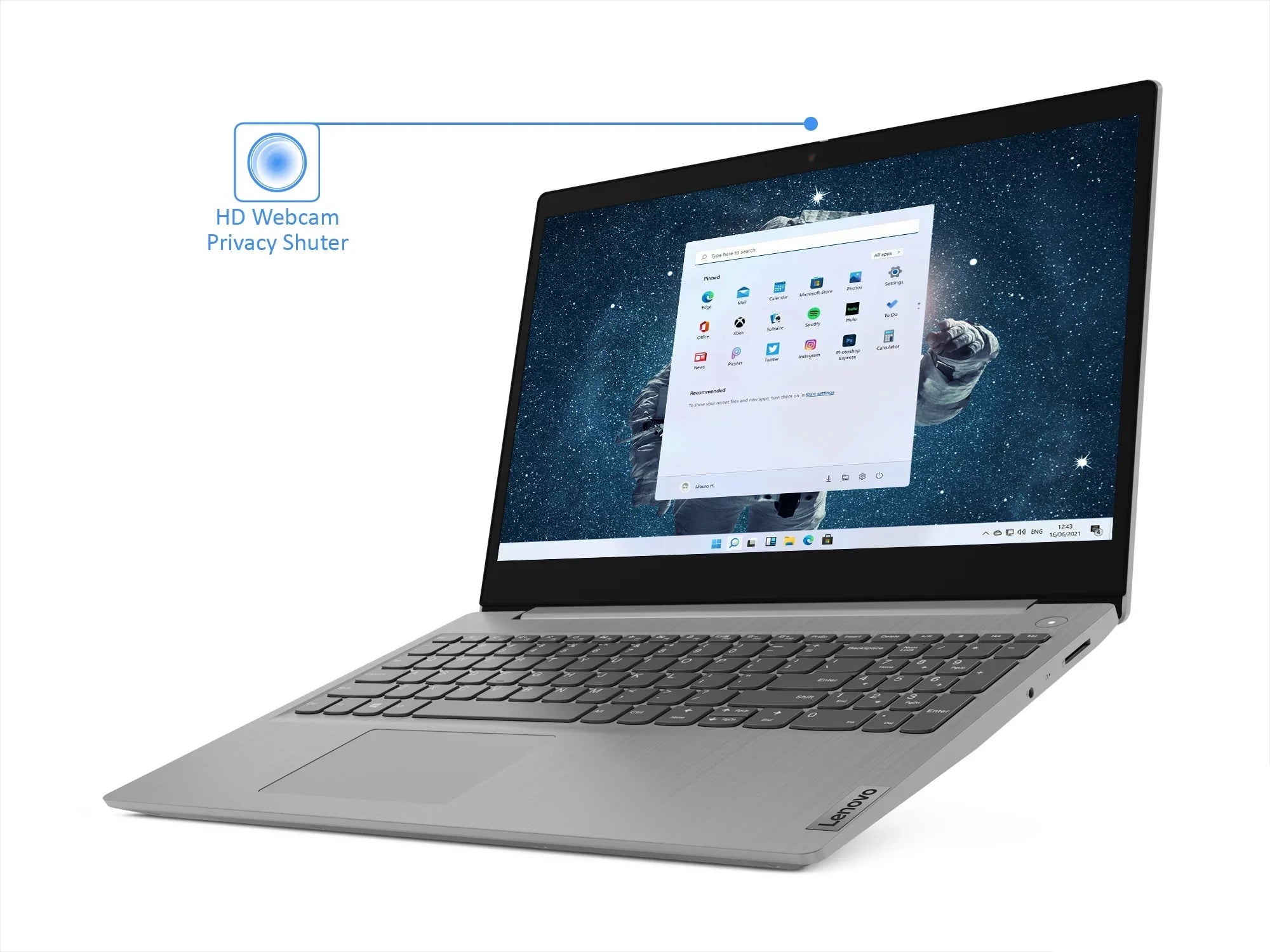 Lenovo IdeaPad 3i Laptop, 15.6"  Display, Intel Core i3-1115G4 Upto 4.1GHz, 12GB , 256GB NVMe , , Card Reader, Wi-Fi, Bluetooth, Windows 11 Pro