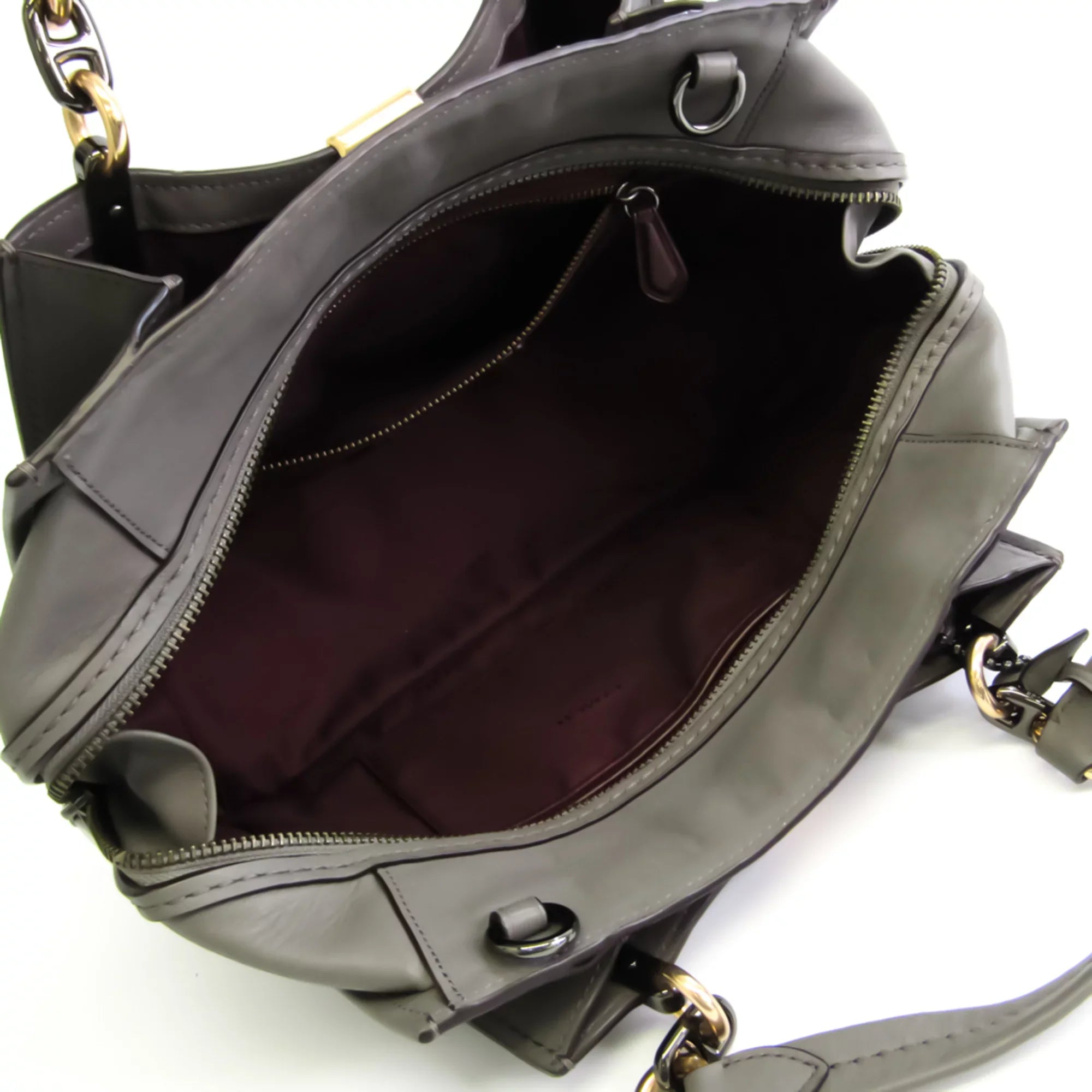 Pre-Owned Coach Womens Leather Handbag Shoulder Bag Gray (Good)