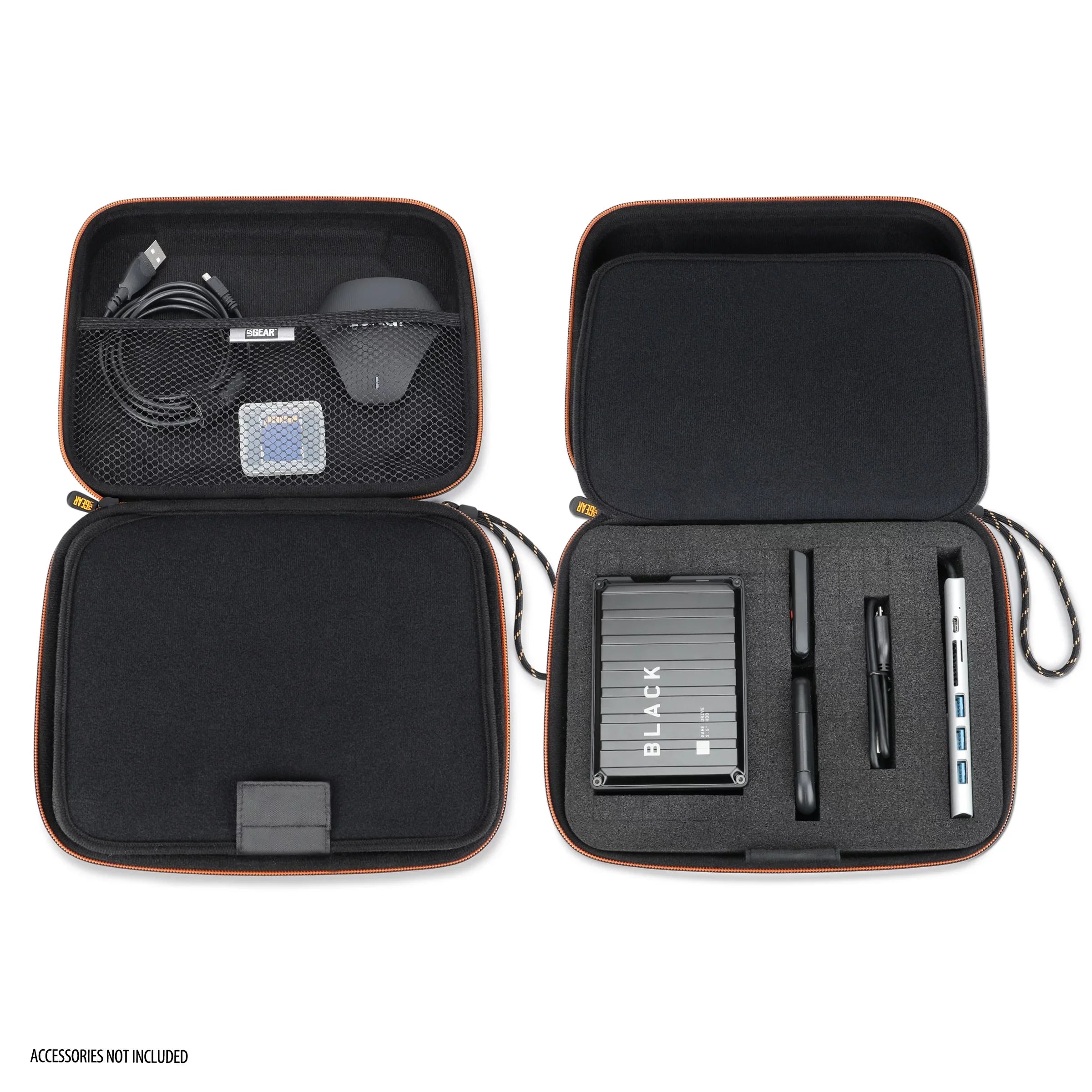External Hard Drive Case,  Foam Hard Shell, Customizable Foam Interior - Black