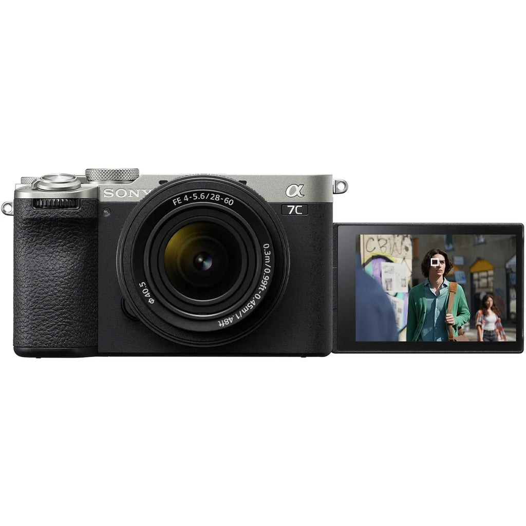 Sony a7C  Full Frame Mirrorless Camera Body with 28-60mm -5.6 Lens Silver -7CM2L/ Bundle with Deco Gear Photography Bag Case + Extra Battery + Charger + Tripod + Software Kit & Accessories