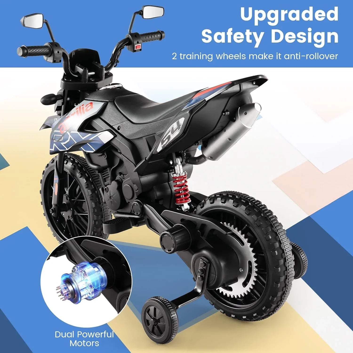 Foxhouse1 12V Electric Kids Ride-on Motorcycle with Battery Power,  Headlights - Blue Color