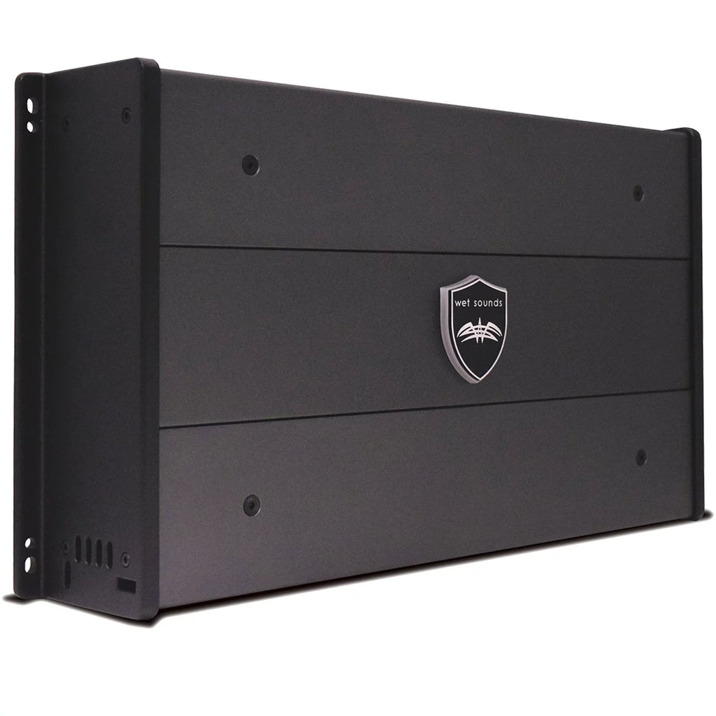 Wet Sounds - 8" Black Tower Speakers with Stainless Steel Fixed Mini Clamps & -.3 1200 Watt Amplifier