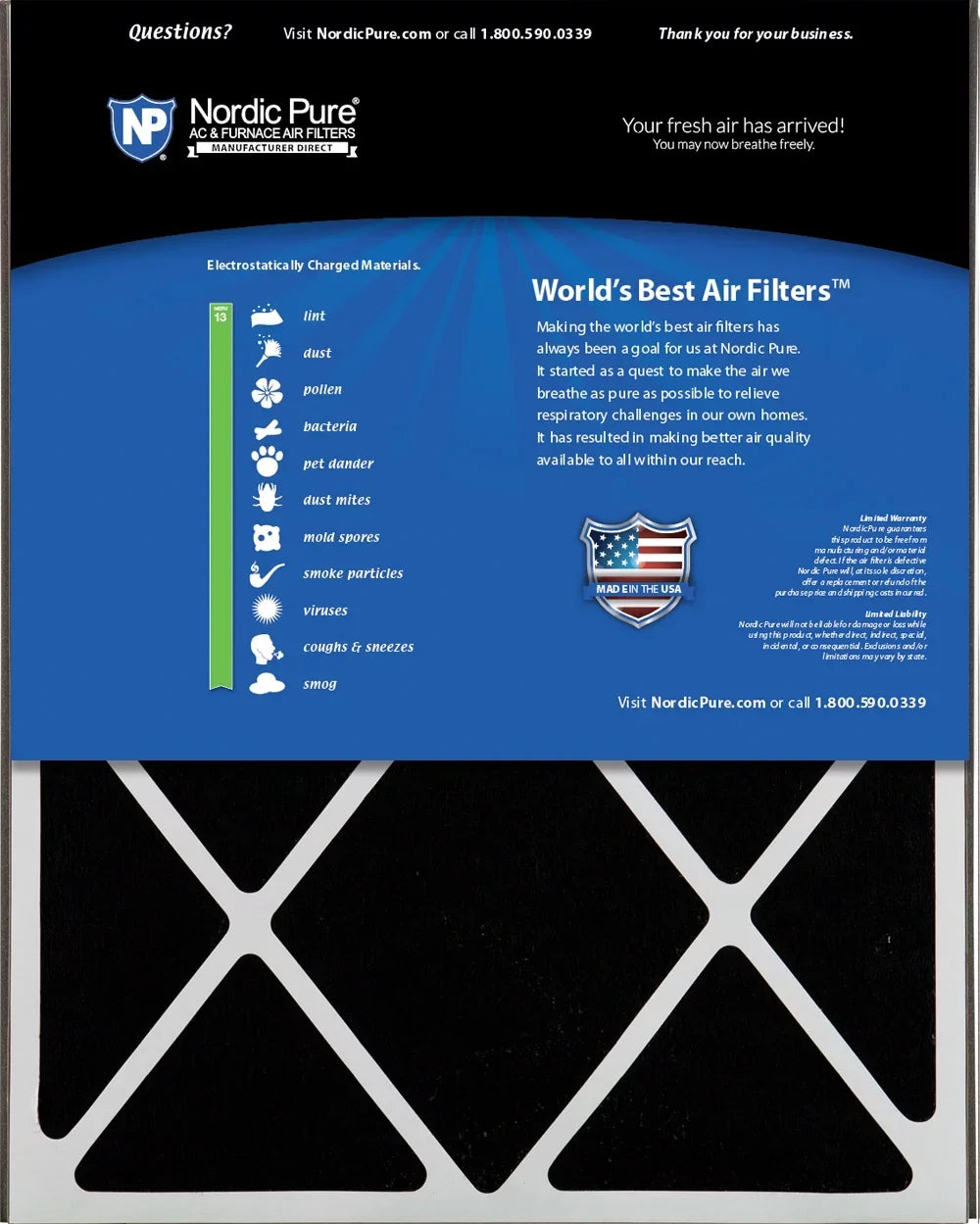 Air Bear 20x25x5 (4 7/8)  Filter Replacement  13 Plus Carbon 4 Pack