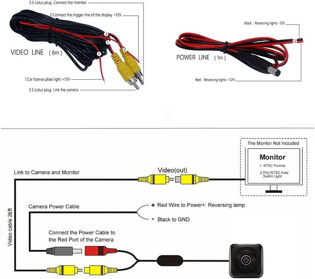 Vlicevrn  Fisheye Vehicle Car Rear View Camera Fixed Parking Line Night Vision Backup Parking Camera for Nissan Versa