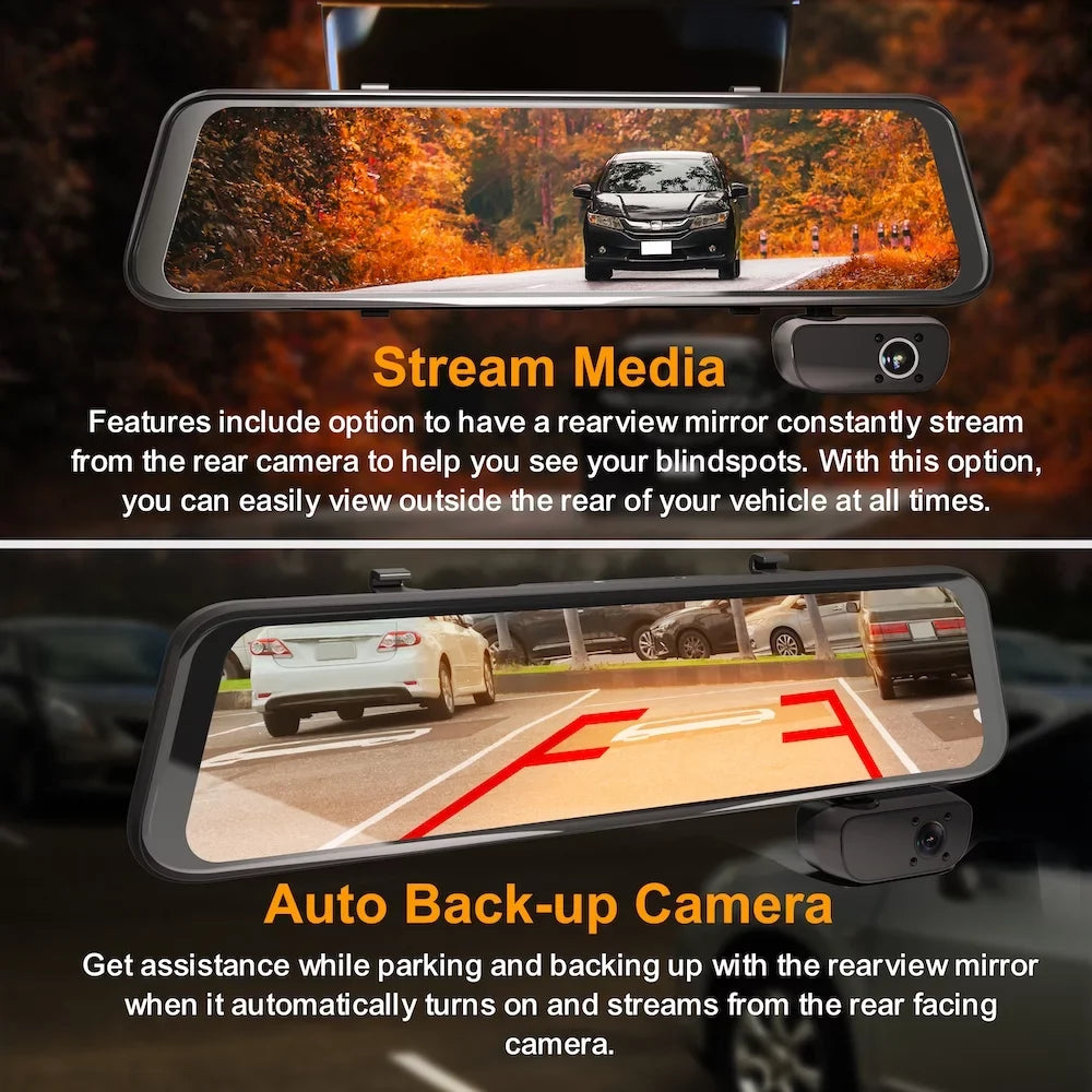 Rexing  1080p 3-Channel Mirror Dash Cam with Smart