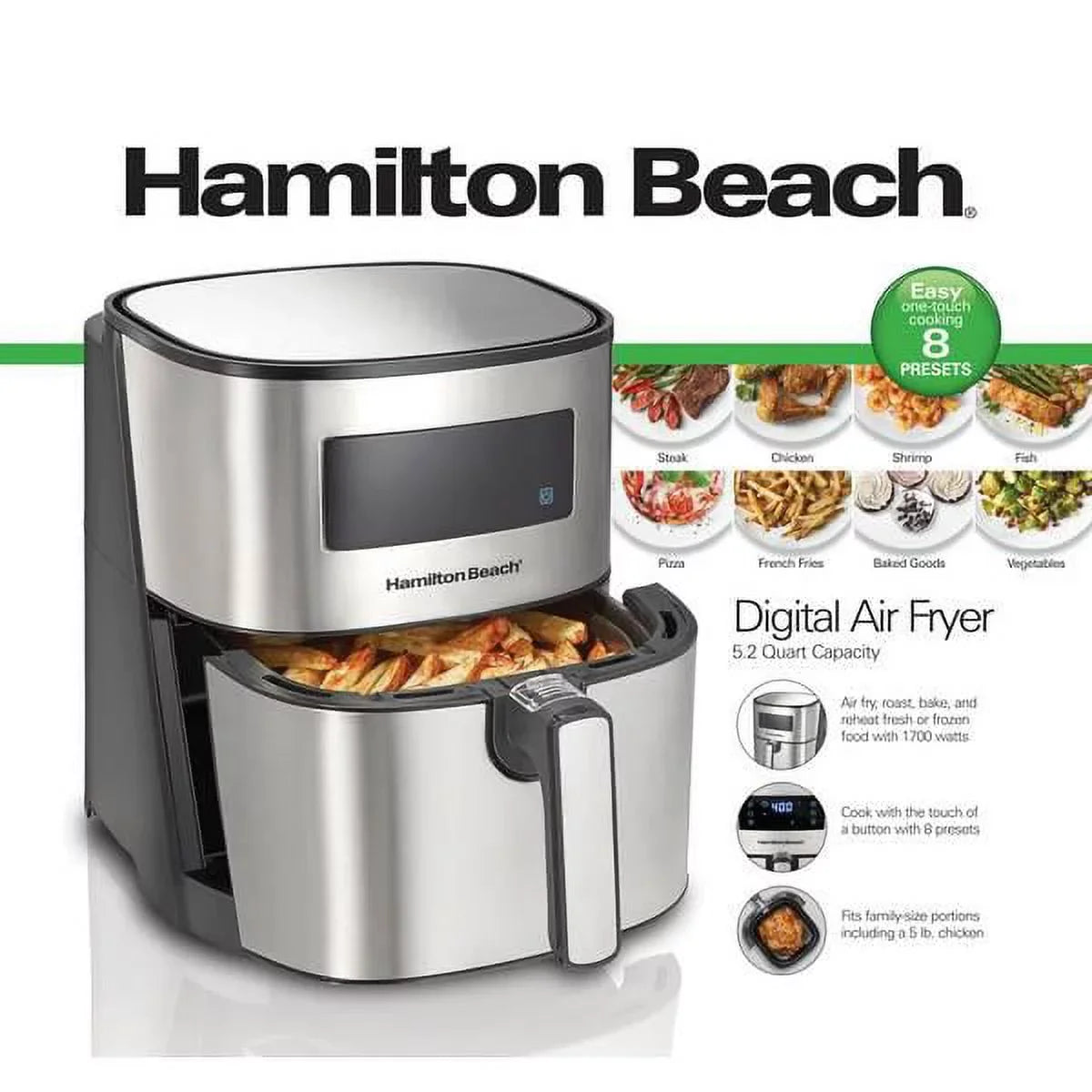 5 Liter Digital Air Fryer with Nonstick Basket