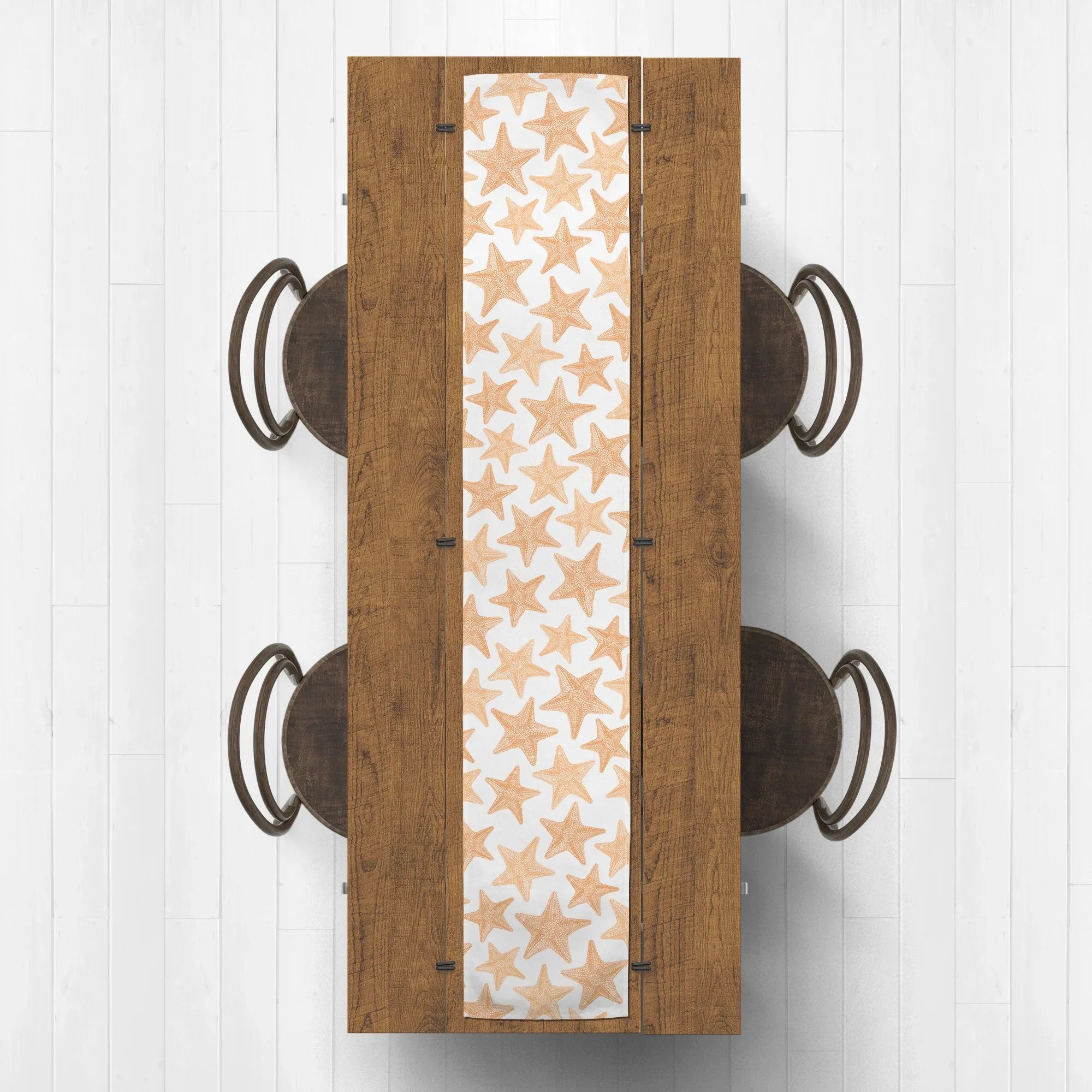 Creative Products Orange Sketched Starfish 16x90 Poly Twill Table Runner