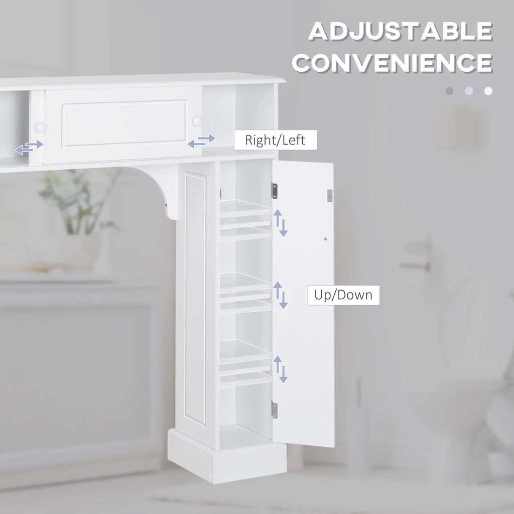 kleankin Over the Toilet Bathroom Cabinet, Freestanding Bathroom Storage Organizer with Adjustable Shelves, Toilet Rack, White