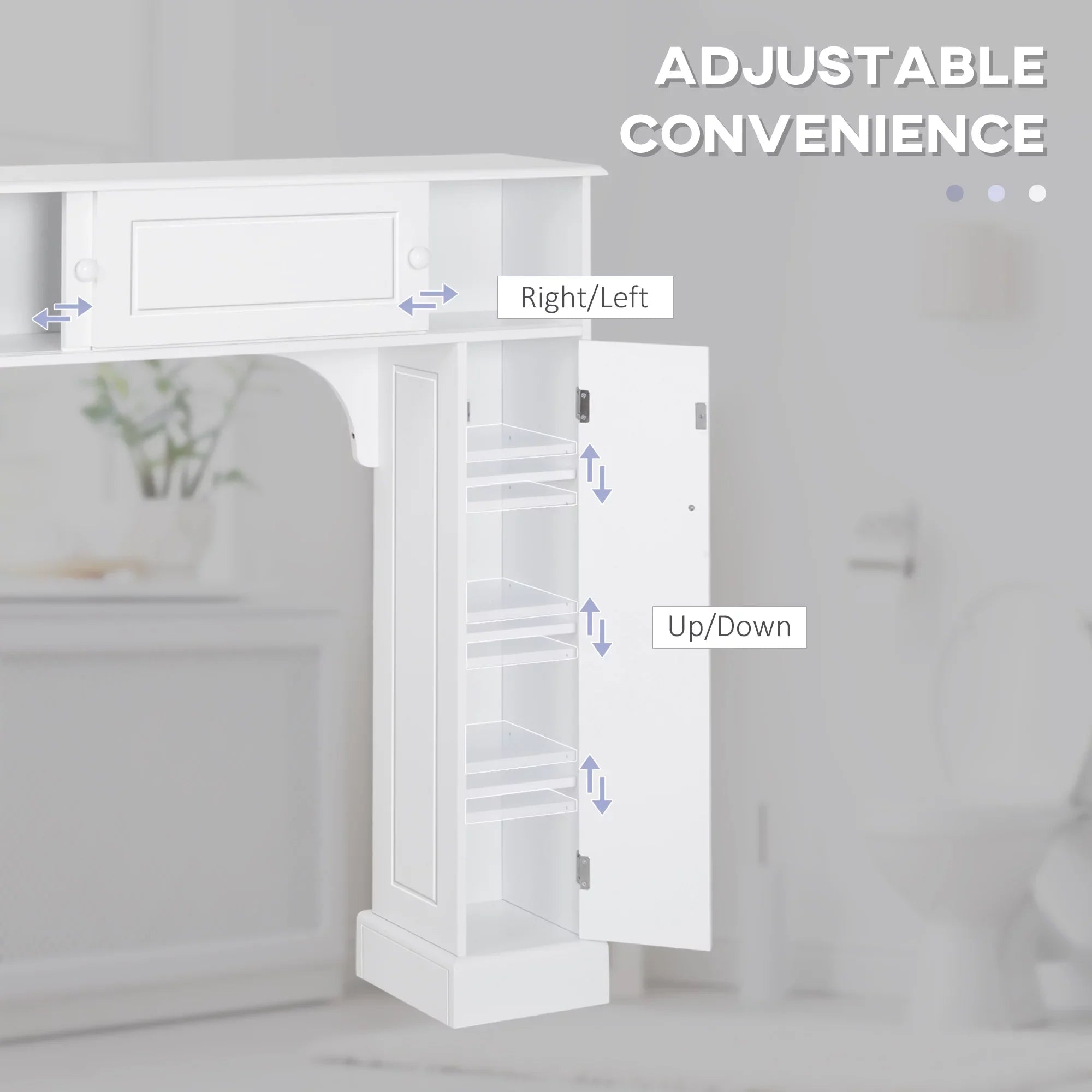kleankin Over the Toilet Bathroom Cabinet, Freestanding Bathroom Storage Organizer with Adjustable Shelves, Toilet Rack, White