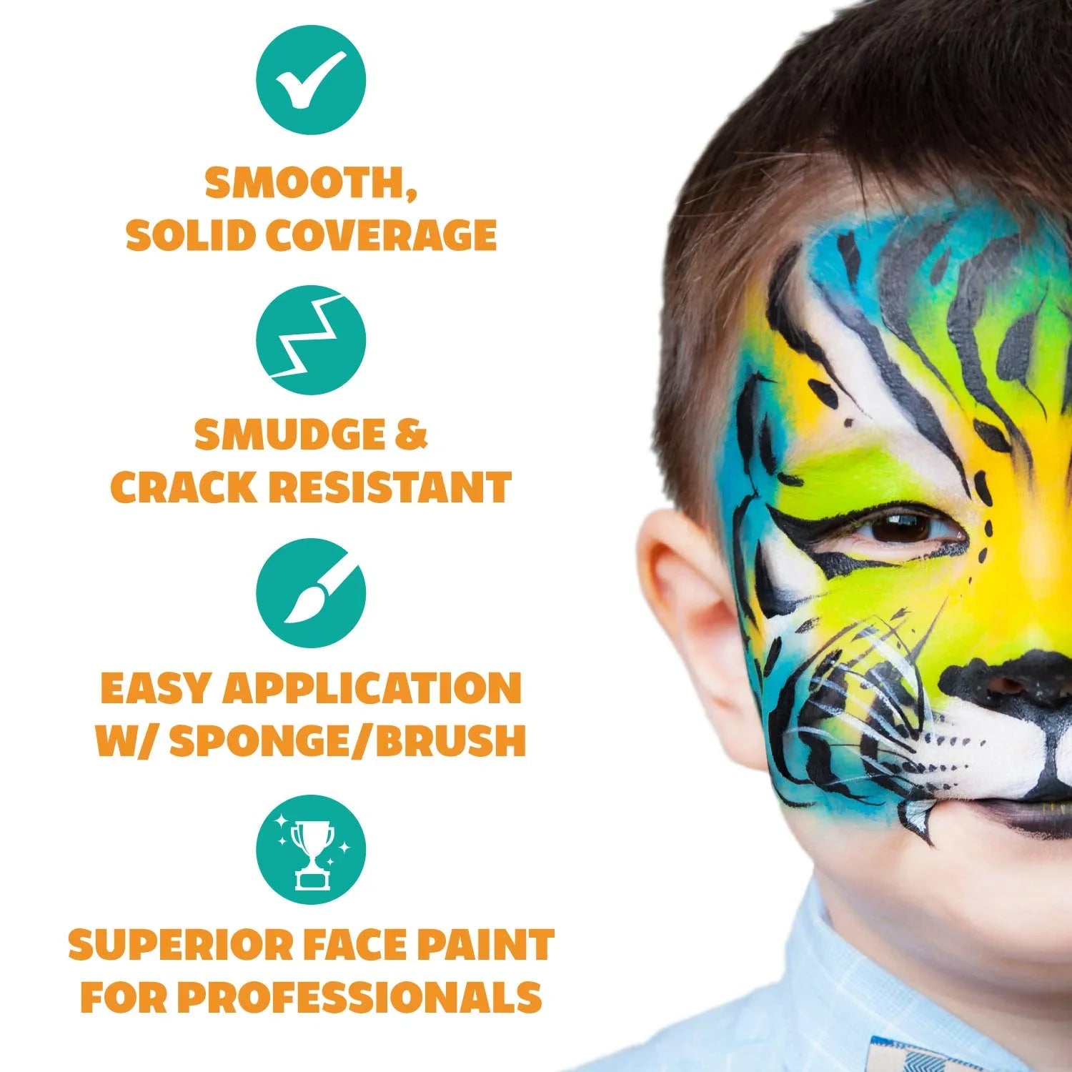 Black And White Face Paint Set, Safe Non Toxic Professional Face & Body Painting Kit For Kids Party, Adults, Cosplay, Water Activated Paints Special Effects Makeup