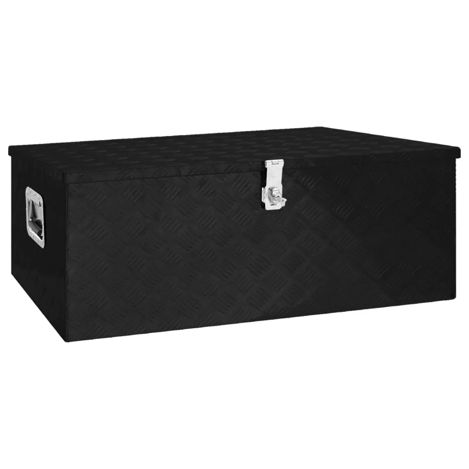 Anself Aluminum Tool Box Truck Toolbox Lockable Underbody Organizer Storage Case Trailer Box Black for Vehicle, Garage, Camping Trip 39.4 x 21.7 x 14.6 Inches ( x  x )