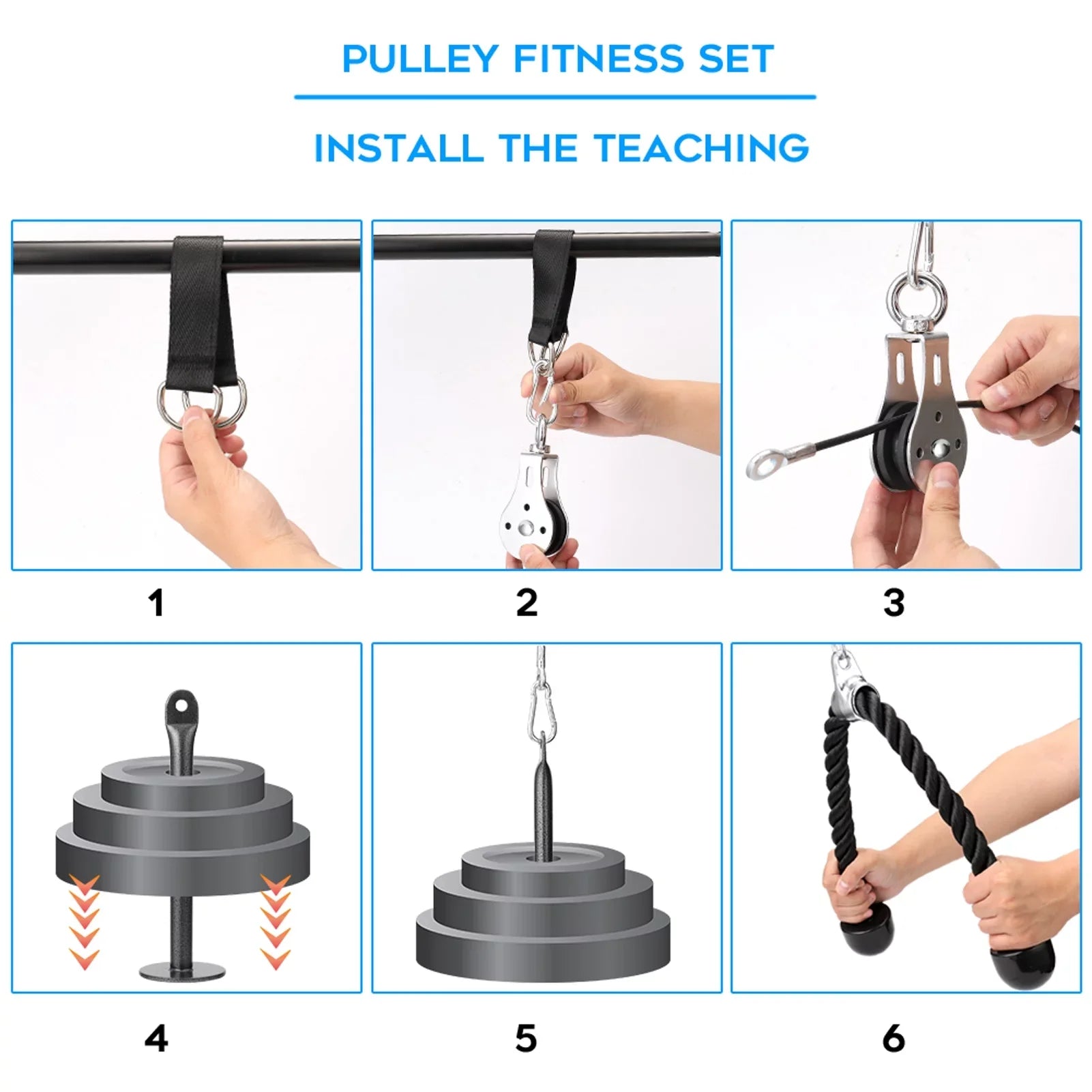 Meterk Fitness  Pulley Cable Machine Attachment System Loading Pin Lifting Arm Biceps Triceps Blaster Hand Strength Training Equipment