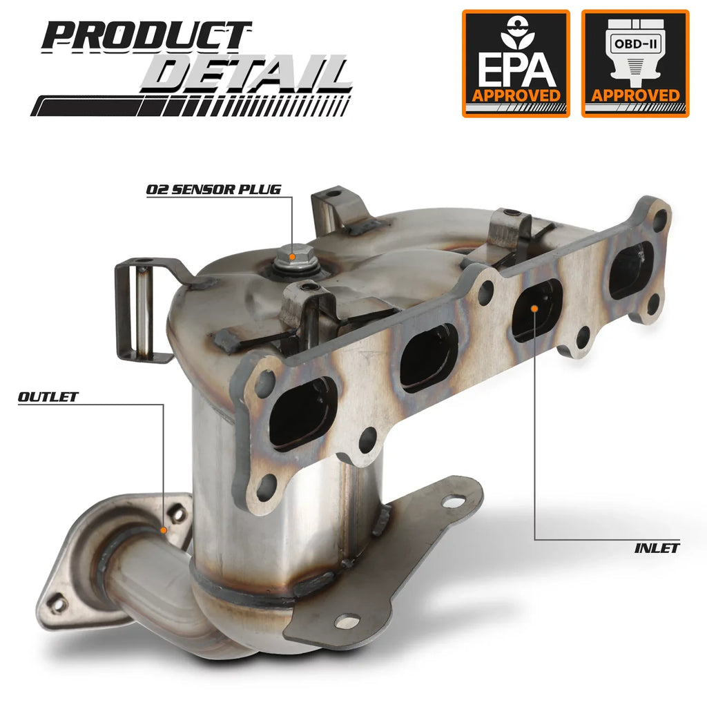 '- Catalytic Converter Exhaust Manifold For 2007-2008 Dodge Caliber, 2007-2017 Jeep Compass, 2007-2017 Jeep Patriot, Fits 2.4L 4WD Models