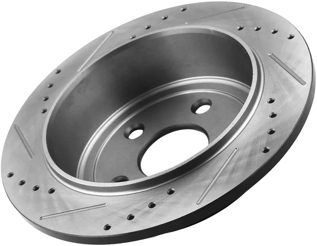 Afa Motors Rear Brake Rotors 262mm Drilled & Slotted Brake Rotor Compatible with Chrysler 200 Sebring, Dodge Avenger Caliber, Jeep Compass Patriot, Mitsubishi Lancer
