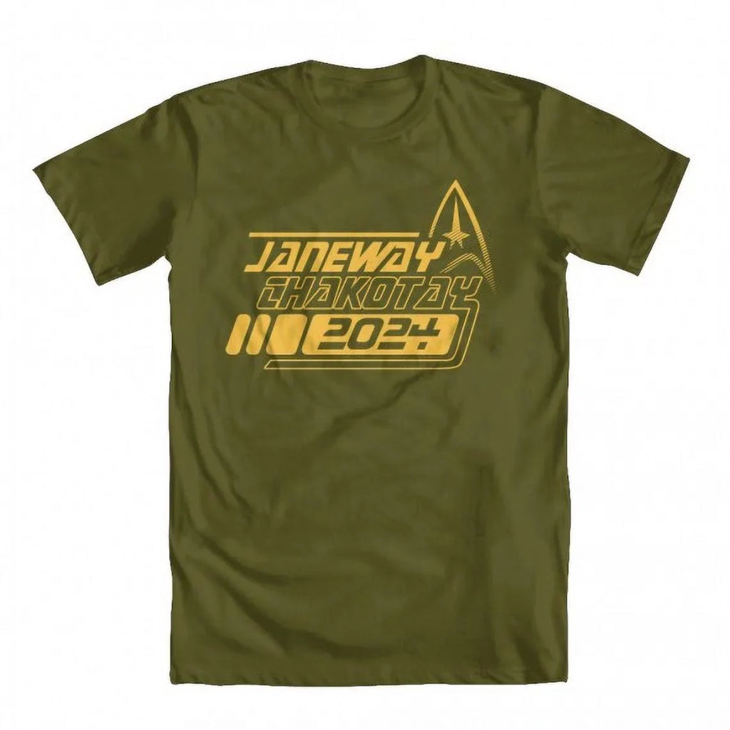Janeway Chakotay 2024 Original Artwork Inspired by Star Trek Men's -shirt Military Green Small