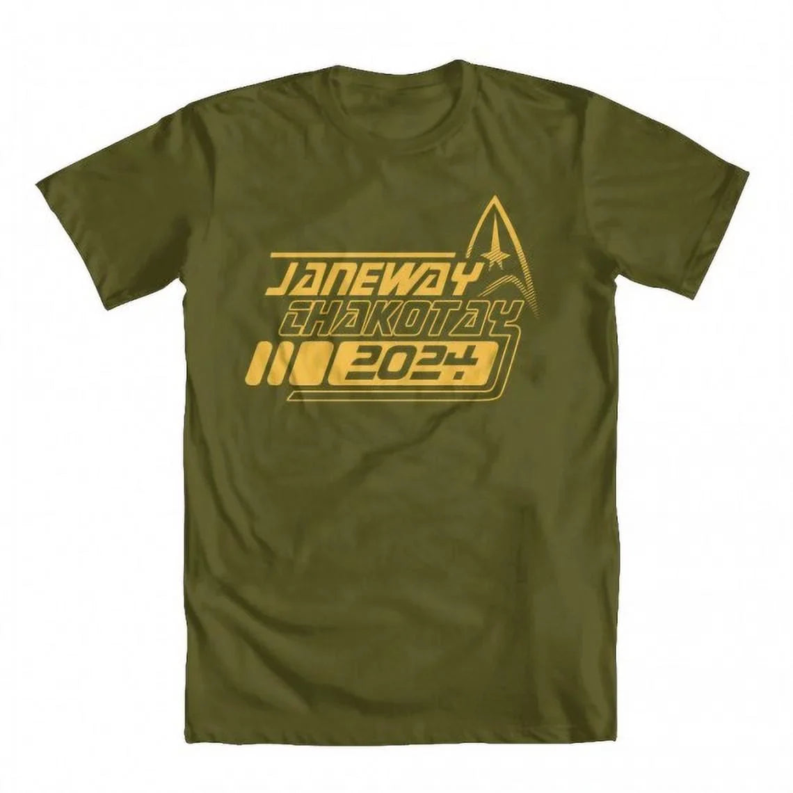 Janeway Chakotay 2024 Original Artwork Inspired by Star Trek Men's -shirt Military Green Small