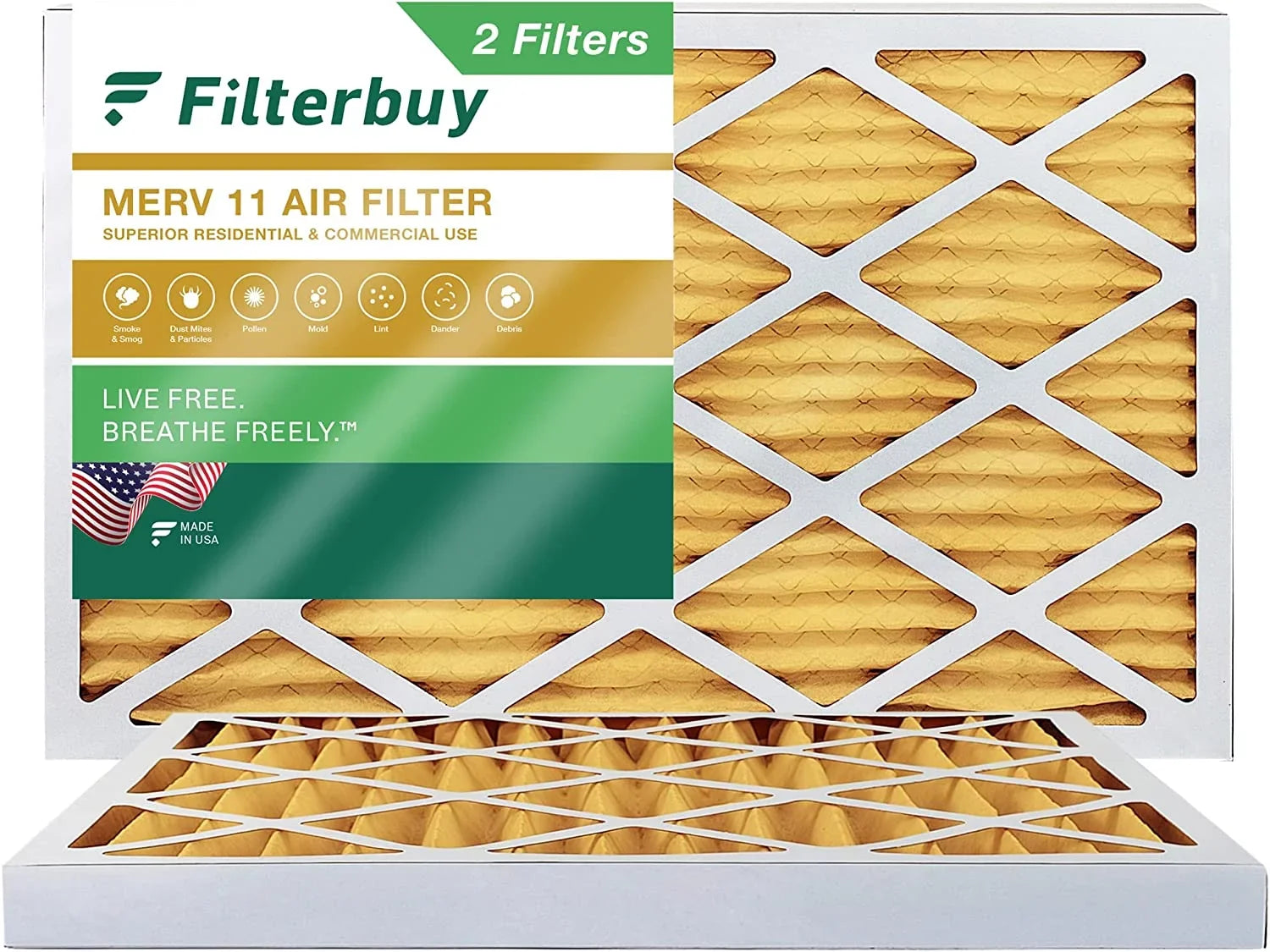 Filterbuy 16x25x2  11 Pleated   Furnace Air Filters (2-Pack)
