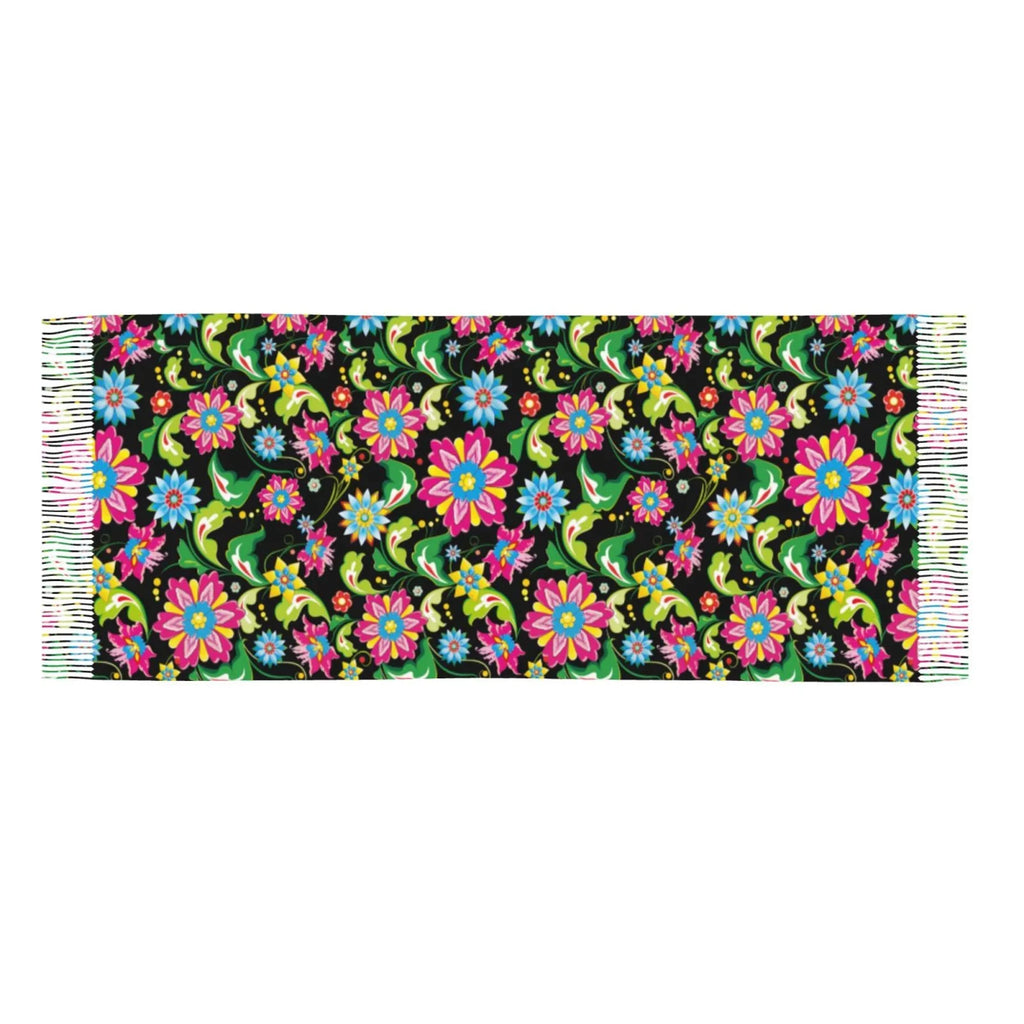 Bingfone Soft Cashmere Feel Scarf For Women Elegant Art Print Winter Warm Scarves Large Shawl Wrap Gifts- Vector Mexican Otomi Style Bright