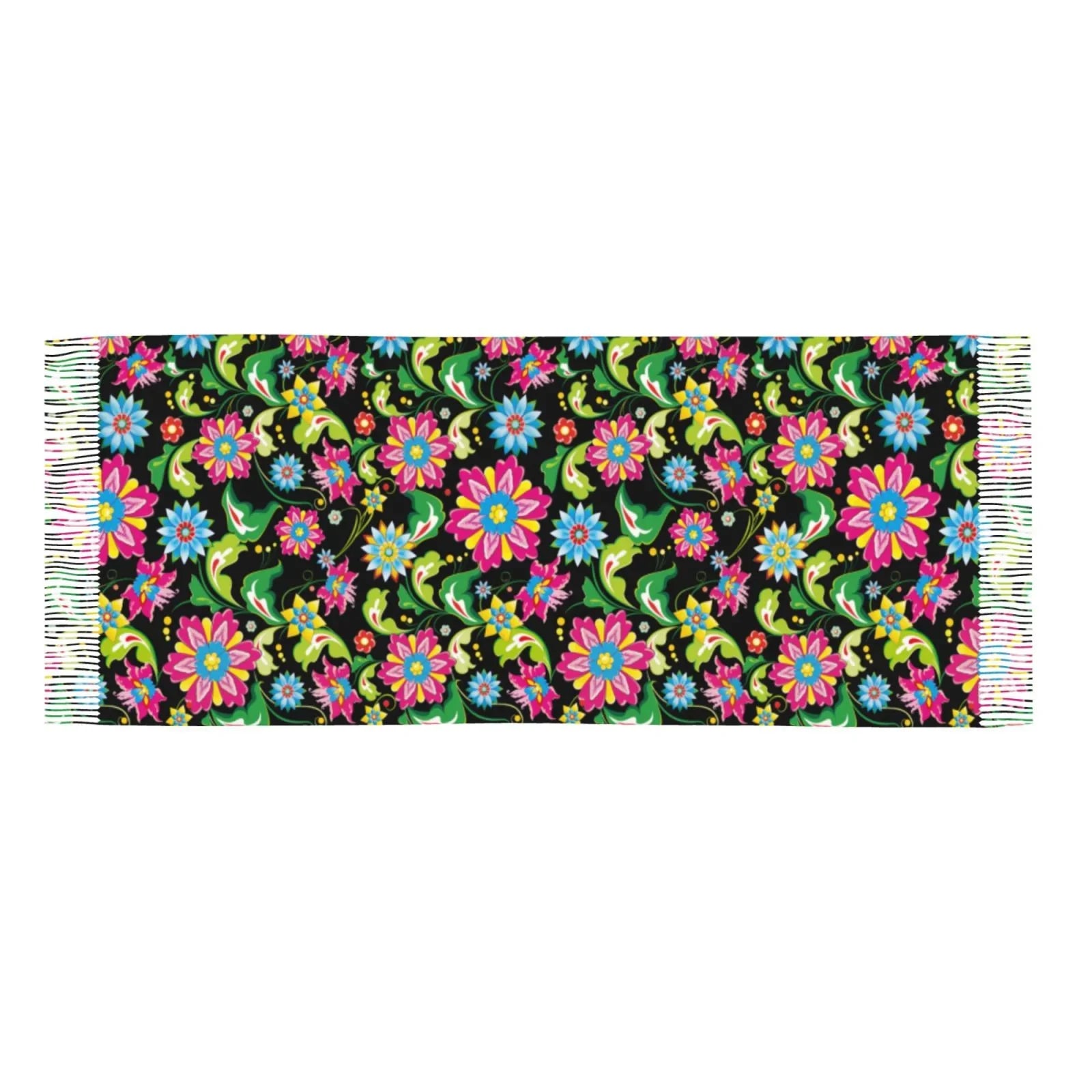 Bingfone Soft Cashmere Feel Scarf For Women Elegant Art Print Winter Warm Scarves Large Shawl Wrap Gifts- Vector Mexican Otomi Style Bright