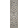 Nourison Moroccan Celebration Persian Area Rug Silver 2'2" x 7'6" Runner Medallion / 8' Runner Runner, Indoor