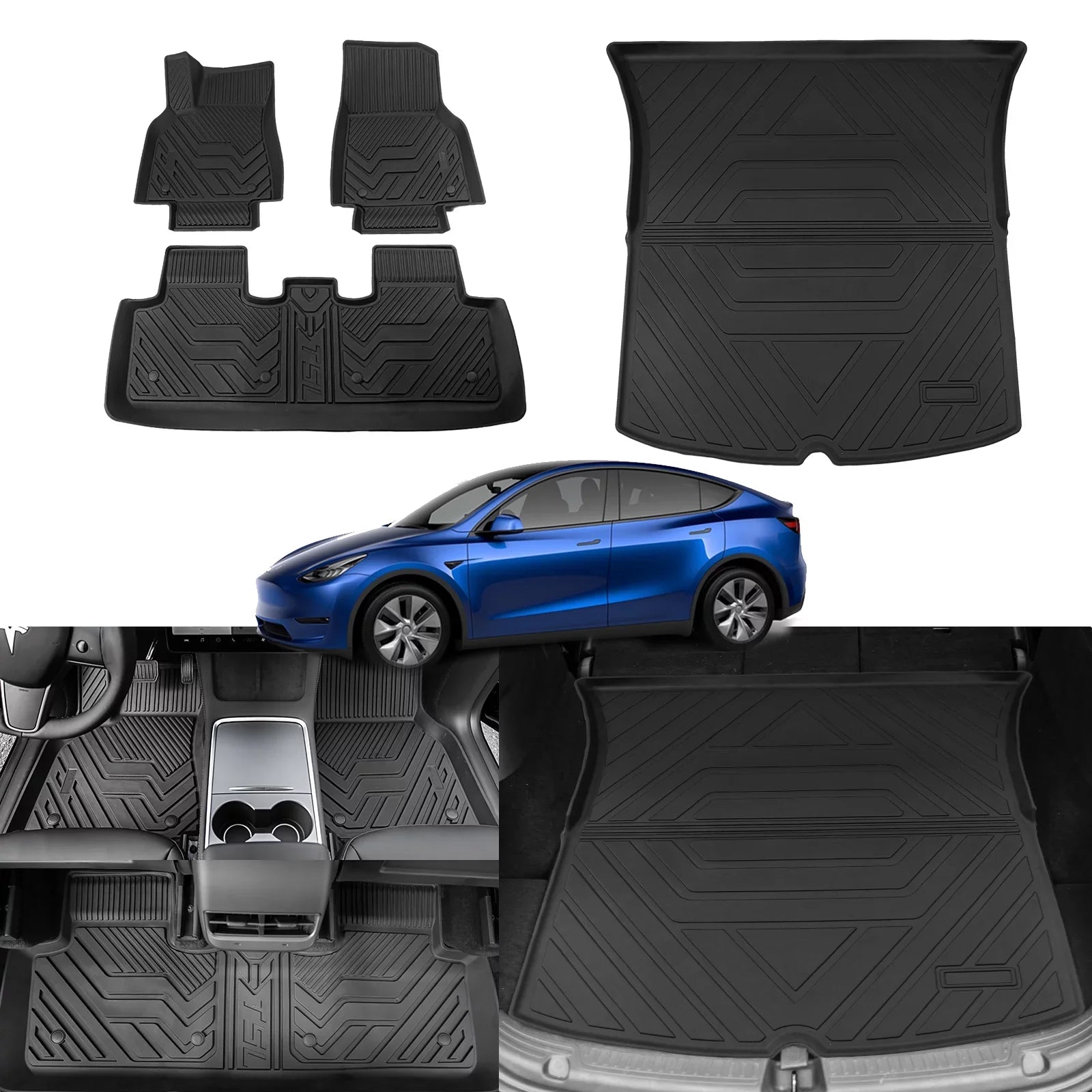 Fit 2020 2021 2022 2023 Tesla Model  Floor Mats Trunk Mats All Weather Cargo Liners for Tesla Model  Accessories (Trunk Mats+Floor Mats)