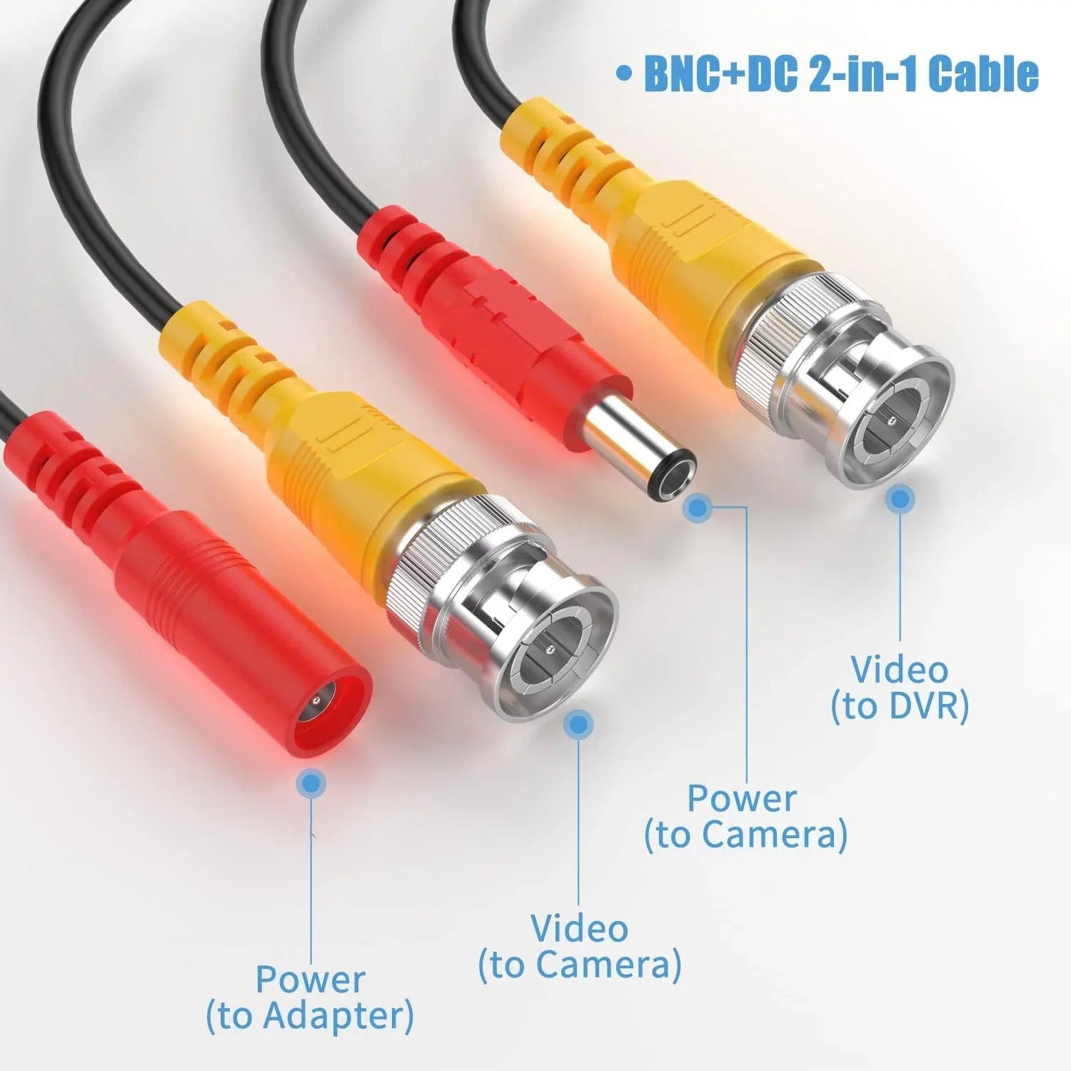 '- Pack of 4  Security Camera  Cable Siamese Pre-Made 2-in-1 Video and Power Universal Wire  Black Cord 100 feet