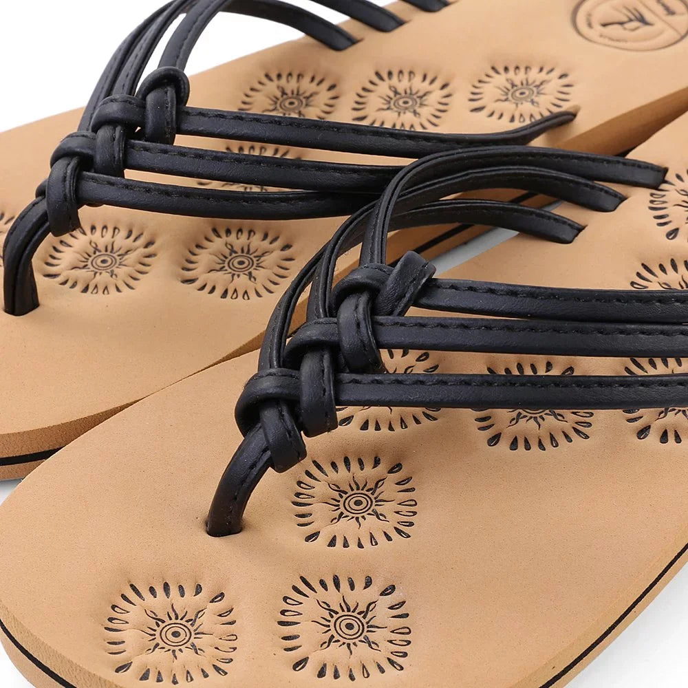 Livi Life Women's Indoor or Outdoor Casual Walking Flip Flop Sandals (Black)