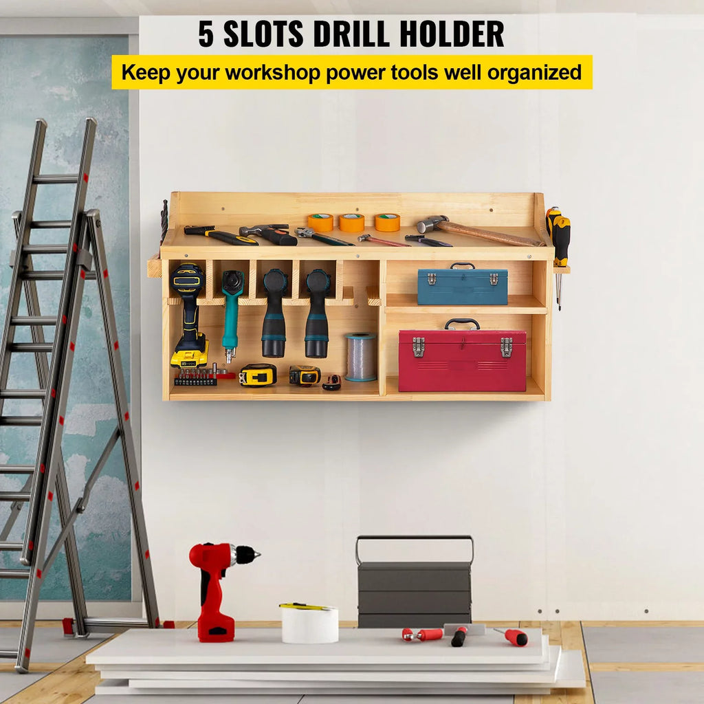 Power Tool Organizer Drill Wall Tool Holder 5 Slots 4-shelf Wall Mounted