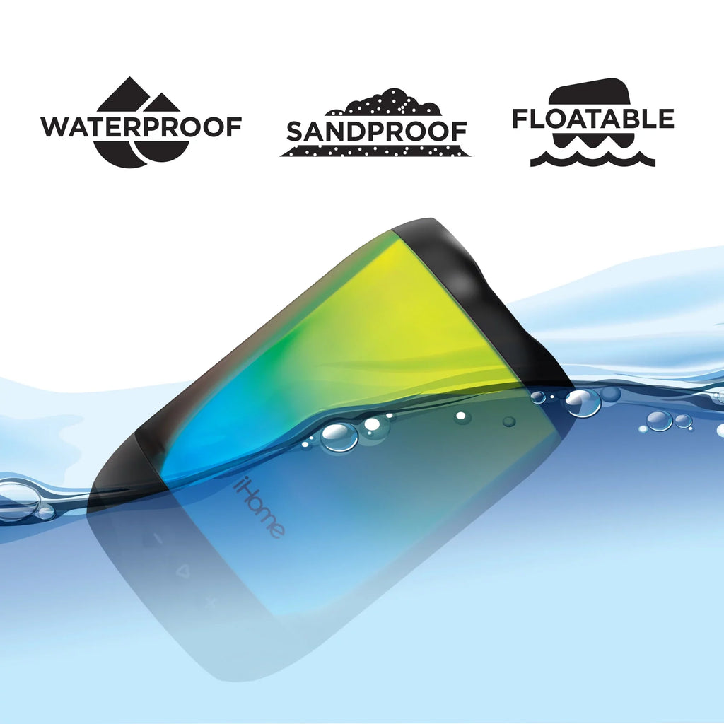 iHome Rechargeable Color Changing Waterproof Bluetooth Play Glow + Speaker with Mega Battery