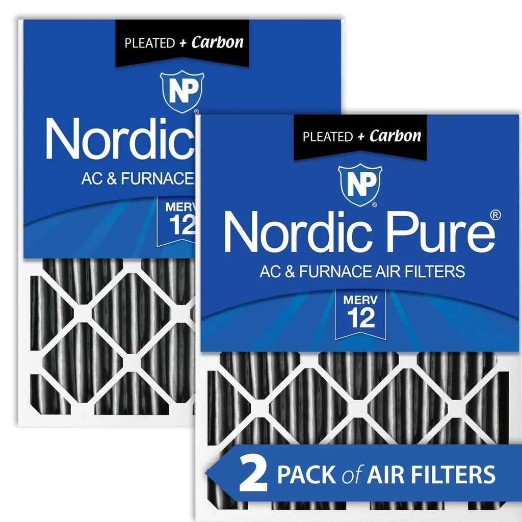 Nordic Pure 16x20x4 (3 5/8) Pleated Air Filter  12 Pleated + Carbon 2 Pack