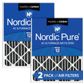Nordic Pure 16x20x4 (3 5/8) Pleated Air Filter  12 Pleated + Carbon 2 Pack