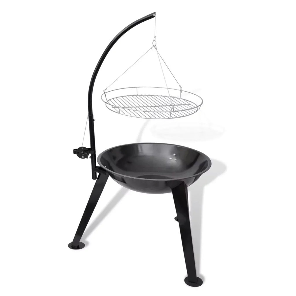 Anself Charcoal  Stand with Hanging Round Grill Plate Steel Barbecue Stand for Camping Cooking, Grilling, Smoking, Picnic, Hiking, Party, Garden, Patio 28.3 x 48.4 Inches (Diameter x )