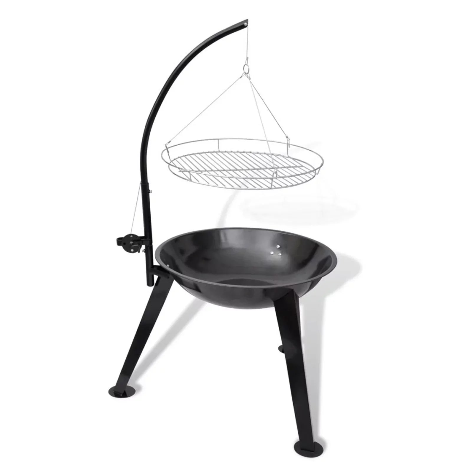 Anself Charcoal  Stand with Hanging Round Grill Plate Steel Barbecue Stand for Camping Cooking, Grilling, Smoking, Picnic, Hiking, Party, Garden, Patio 28.3 x 48.4 Inches (Diameter x )