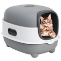 Large Cat Litter Box,Pets Enclosed Cat Litter Boxes,Odor Control,Jumbo Hooded,Gray,Door Isolate Smelly